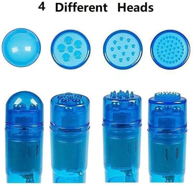 Mini Portable Small Massage Tool 4 Heads Massager Pocket for Women Neck Shoulder Face Back Foot Muscles (2Pk Blue) - Image 3