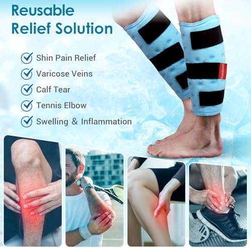 Comfytemp Calf Shin Splint Ice Packs for Injury Reusable Gel Leg Elbow Wrap - Image 2