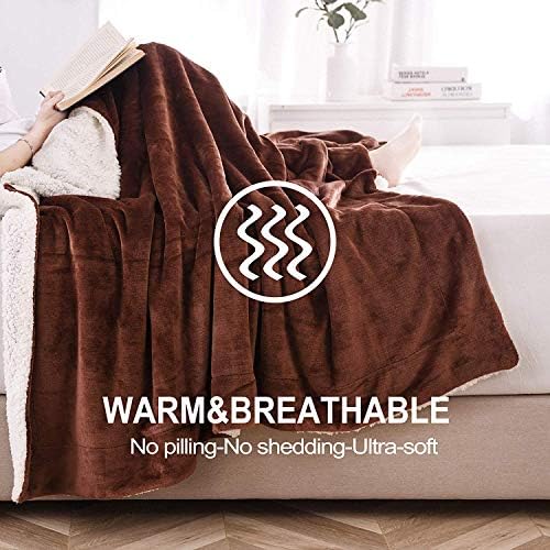 NANPIPER Sherpa Blanket Twin Thick Warm Throw for Winter Bed Super Soft Fuzzy Flannel Fleece/Wool Like Reversible Velvet Plush Blankets (Brown Twin Size 60"x80") - Image 3