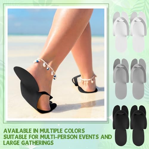 JaGely 100 Pair Disposable Pedicure Slippers Bulk Multicolor Flip Flop for Pedicure Anti Slip EVA Foam Spa Slipper Sandal Disposable Shoe Kit for Women Nail Bath Salon Party Supplies - Image 2