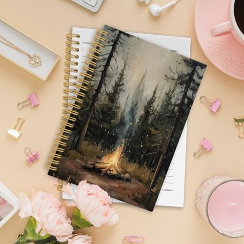 XPH Vintage Campfire Camping Spiral Notebook, Camping Lovers Gifts Journaling Notebooks for Women, Rustic Moody Forest Campsite Hardcover Journals for Writing 160 Pages 5.5 x 8.3 Inch, Camper Gifts - Image 2