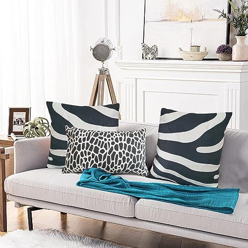Throw Pillow Cover Giraffe Spots Animal Embroidered Cotton Canvas 1pc Decorative Lumbar Pillow Case Black Cushion Cover 12x20 inch 30x50cm - Image 7