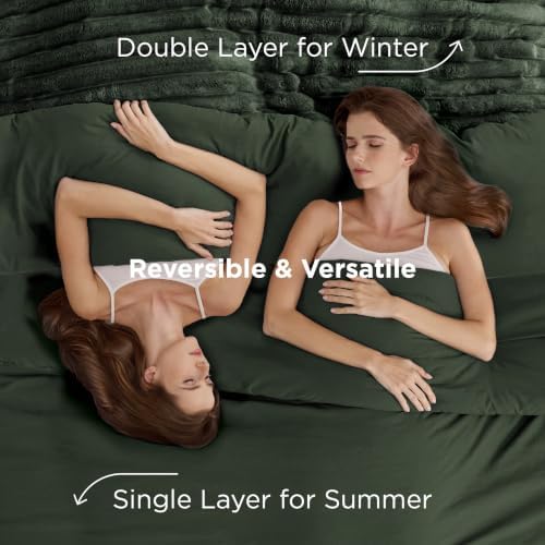 Bedsure Gentlesoft™ 2-in-1 Queen Comforter Set and Detachable Fluffy Blanket, Olive Green Bedding Set for All Season Use, Detachable Design for Space Saving (Includes 2 Pillow Shams, 2 Pillowcases) - Image 4