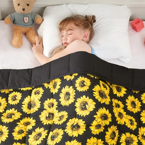 yescool Weighted Blanket 10 Pounds Twin Cooling Weighted Lap Blanket, Sunflower Heavy Blanket for Sleeping, Weighted Throw Blanket Gifts for 80-110lbs, 48"x72" by yescool