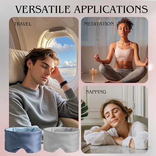Weighted Sleep Mask for Side Sleepers, 100% Blackout Eye Mask for Sleeping with Adjustable Strap, Dual-Sided Cooling Silk & Warm Cotton Blindfold, Zero Pressure Eye Cover for Travel, Nap & Yoga - Image 5