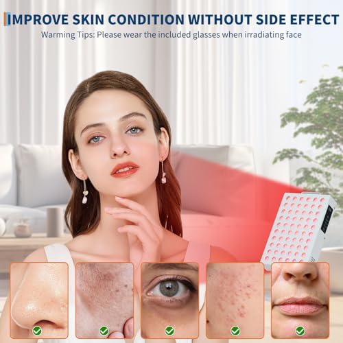 Red Light Therapy for Face and Body, Red Near Infrared Light with Timer and Stand, 60 Dual Chip LEDs, High Power Output Red Light Panel for Skin, Pain, Energy, Recovery, Performance, RT 300(NO Base) - Image 5