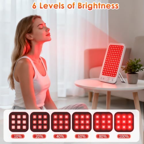 Red Light Therapy for Face Body, Red Light Panel with Adjustable Stand, 660nm and 850nm Near Infrared Therapy Lamp with 3 Modes, 6 Adjustable Brightness and Timer, Home and Travel Use,Gift for Women - Image 4