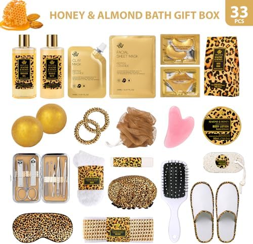 Mother's Day Gifts for Mom, 33 Pcs XXL Leopard Bath and Body Gifts Basket Set for Women, Hydrating Skin Care Set, Self Care Gifts Kit, Birthday, Home Spa Gift Set for Women, Christmas, Anniversary - Image 2