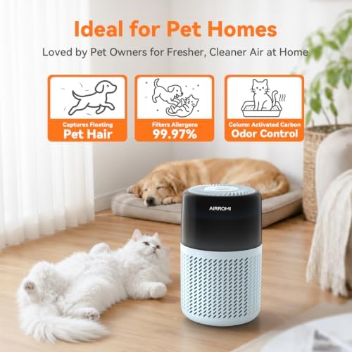 AIRROMI HEPA Air Purifier for Bedroom&Home,Pet Air Purifier for Home Pets,Removes Pet Odor,Cat Litter Smell,Dust,Smoke&Allergies,Quiet Room Air Purifier with Scents,360°Air Cleaner,A2005 Blue - Image 2