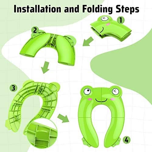 Maliton Foldable Travel Potty Training Seat for Toddlers, Green Frog - Image 4