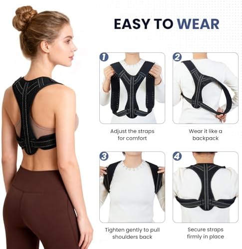 Posture Corrector for Men and Women, Adjustable Back Brace Straightener, Breathable Shoulder, Neck, Clavicle & Mid-Back Support, Relieve Slouching, Hunching, and Back Pain,One Size - Image 4