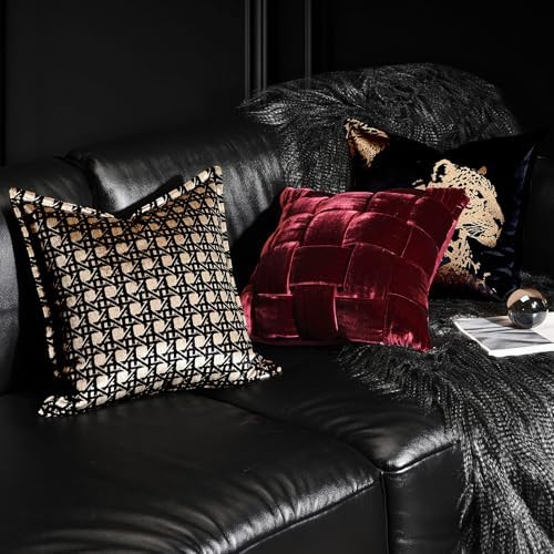 Throw Pillow Cushion Cover 18x18 inches, Gold Geometric Openwork Pattern Pillowcases, Modern Luxury Living Room Sofa Square Pillow Covers for Bed Couch Sofa Bedroom - Image 2