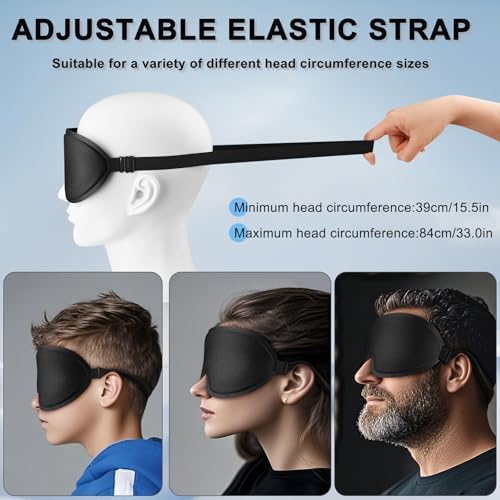 Sleep Eye Mask for Side Sleeper Women Men, 3D Sleeping Mask No Eye Pressure 100% Blackout Night Blindfold Soft Eye Shade Cover for Travel, Nap (Black) - Image 5