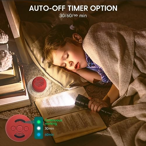 Babelio White Noise Sound Machine for Adults Kids Baby, Mini, 15 Non-looping Sounds, Timer, Memory Function, Easy to Pocket and Travel Red - Image 6