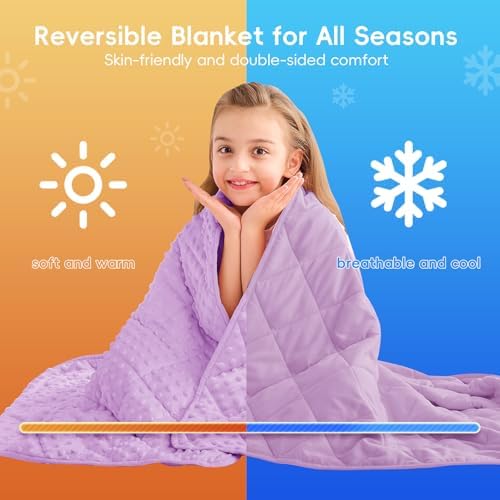 yescool Weighted Blanket 5 Pounds, Blanket Gifts for Boys and Girls, Small Weighted Throw Blankets Washable Heavy Blankets, Winter Weighted Comforter for 40-70lbs, 36 * 48in, Light Purple - Image 6