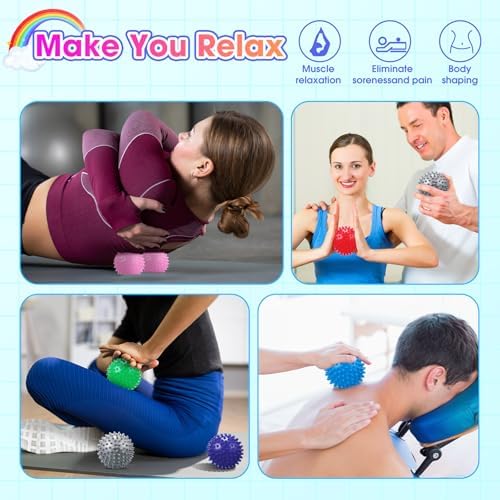 Liliful 24 Pcs Spiky Massage Ball Hard Foot Ball Roller Massager Firm Foot Arch Trainer 3 Inch for Deep Tissue Plantar Fasciitis Back Hands Muscles Soreness Exercise (Mixed Color) - Image 7