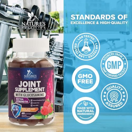 Joint Support Gummies - Glucosamine Plus Vitamin E Nature's Joint Support Supplement for Occasional Discomfort for Back, Knees & Hands - Cartilage & Joint Health & Flexibility Support - 60 Gummies - Image 4
