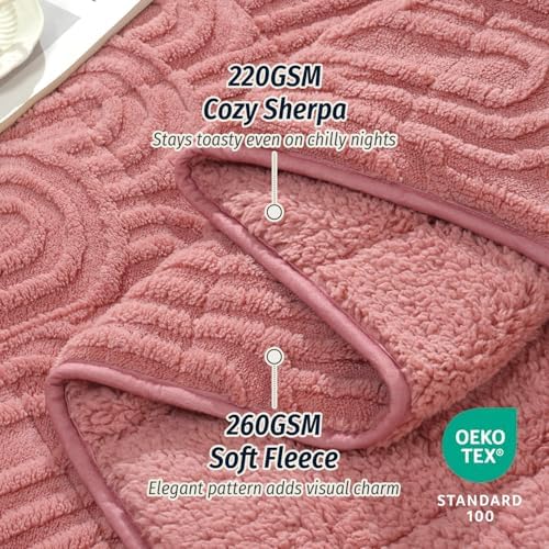 Wemore Soft Weighted Blanket for Adults 60" x 80" 15 lbs Queen Apricot Pink - Image 3