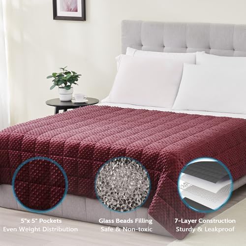 L'AGRATY Weighted Blanket for Adult - 60"x80" 20lbs Minky Dots Heavy Blanket with Glass Beads Soft Breathable for All-Season Summer Fall Winter Thick Comfort for Sleeping - Image 4