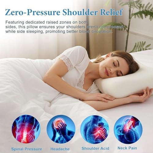 Cervical Pillow for Neck Pain Relief - Contour Memory Foam Pillow for Side and Back Sleepers, Dual Height 4.7" and 3.2" Ergonomic Orthopedic Neck Pillow, Medium-Firm Cervical Spine Support - Image 5
