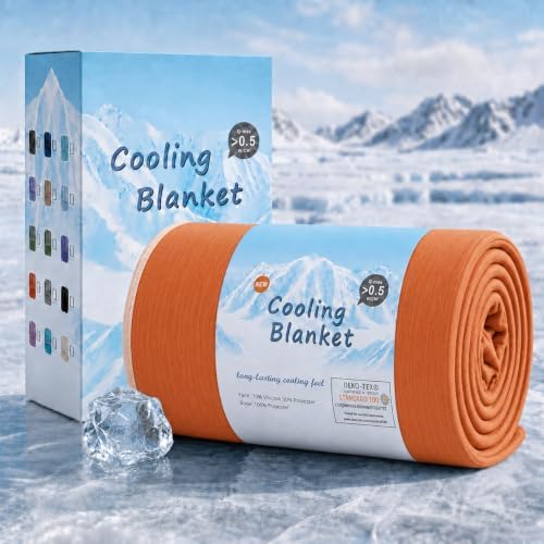 Topcee Cooling Blanket for Night Sweats Absorbs Heat to Keep Adults, Children Cool on Warm Nights, Q-Max 0.5 Cooling Blankets for Hot Sleepers, Ultra-Cool Lightweight Sofa Throw Blanket (50"x70") by Topcee%E2%80%94ForYourGoodSleep