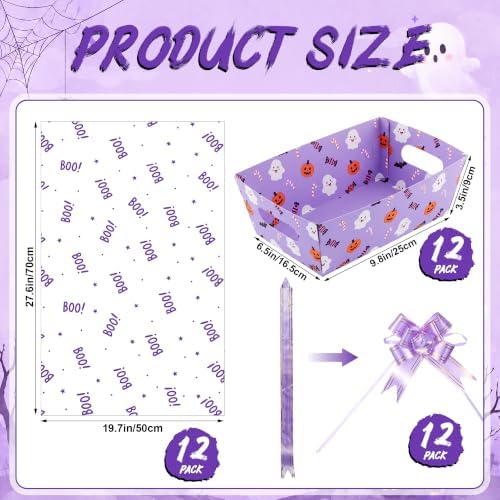 Maitys 12 Sets Halloween Empty Gift Baskets Bulk with Boo Cellophane Bags - Image 4