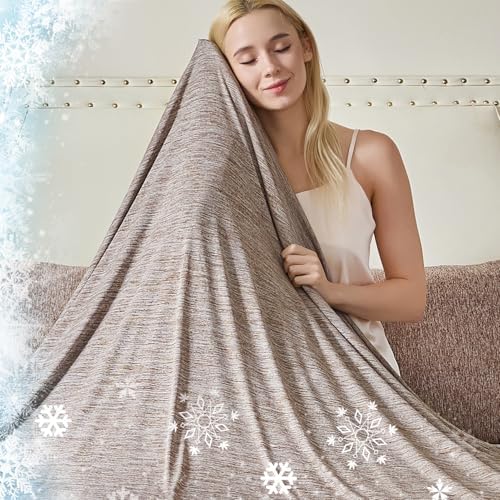 CHOSHOME Cooling Blanket for Hot Sleepers Lightweight Summer Cold Thin Blankets for Sleeping, Hot Flashes Night Sweats, Soft Blanket for Bed, Twin XL Size, Brown by CHOSHOME