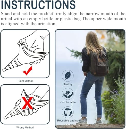 Female Urination Device, Reusable Female Urinal Silicone Women Pee Funnel | Women to Pee Standing Up, The Perfect Companion for Camping,Travel travel outdoor, folds compact, easy rinse - Image 5