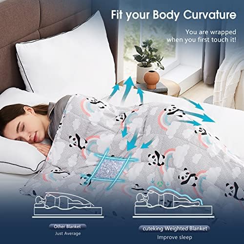 CuteKing Weighted Blanket for Adults: Weighted Blanket with Premium Glass Beads - Thick Blanket for Adult All Season(15lbs, 48"x72", HappyPanda) - Image 2