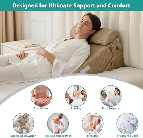 Bedluxe Wedge Pillow Set for After Surgery, Orthopedic Bed Wedge, Brown - Image 4
