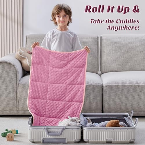 anfie Weighted Blanket(20"x30" 2lbs) Weighted Blanket Cooling Blanket for Resting,Throw Size Breathable Blanket with Premium Glass Bead(Pink) - Image 4