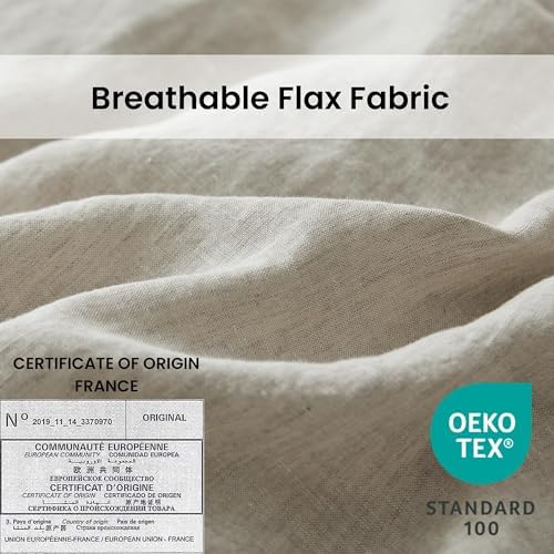 Simple&Opulence 100% Linen Duvet Cover Set with Crossed Embroidery Washed - 3 Pieces (1 Duvet Cover with 2 Pillow Shams) Soft Breathable Farmhouse - Linen, King Size - Image 2