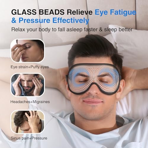 YFONG Weighted Sleep Mask for Women Men, 3D Light Blocking Eye Mask, Gray - Image 3