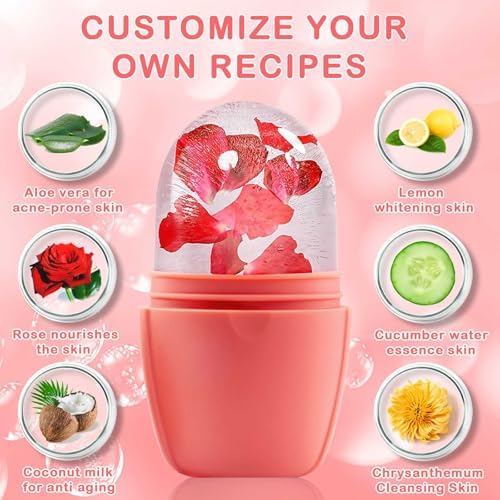 XHJRI Ice Face Roller Massager,Ice Cube Roller for Face, Eyes and Neck Naturally Conditioning and Skin Care,De-Puff Eye Bags,Reduce Migraine Pain,Reusable Massage Silicone Ice Mold (New Pink) - Image 4