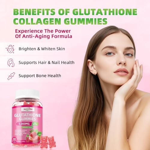 Glutathione Supplement Collagen Gummies: L-Glutamine Contains Marine Collagen Vitamins C, E, D&B12 Glutathione Gummies 1000mg for Anti-Aging Formula and Strengthen Bones - Image 3