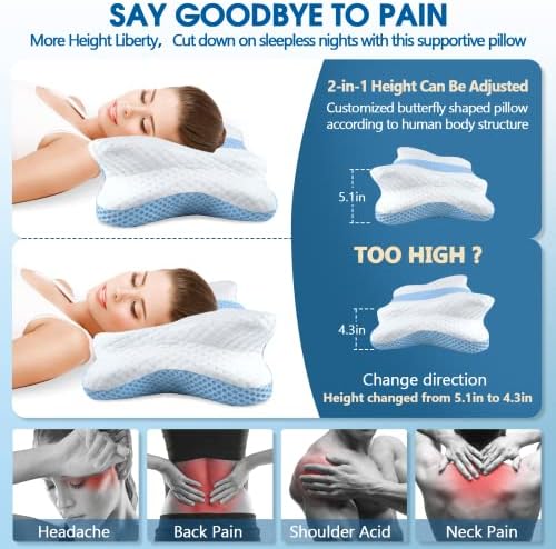 CHxxy Memory Foam Pillows, Cervical Pillow for Neck & Shoulder Pain Relief, - Image 4