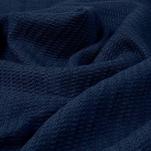 COTTON CRAFT Soft Thermal Blanket - All Season Blanket - Full Queen - Navy - Image 2