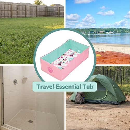 Disney Baby Minnie Mouse Tuckaway Toddler Folding Tub, Converts Shower to Bathtub, Folds to Store, Easy to Clean, Portable Baby Bathtub for Travel, 12M-5Y - Image 2