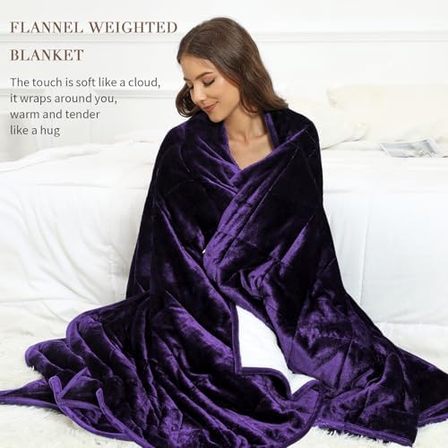 Alomidds Weighted Blanket for Adults,12 lbs Twin Size Heavy Blanket with Soft Shiny Velour Fleece and Fluffy Warm Sherpa for Couch Bed and Sofa, 48 x 72 inches, Purple - Image 6