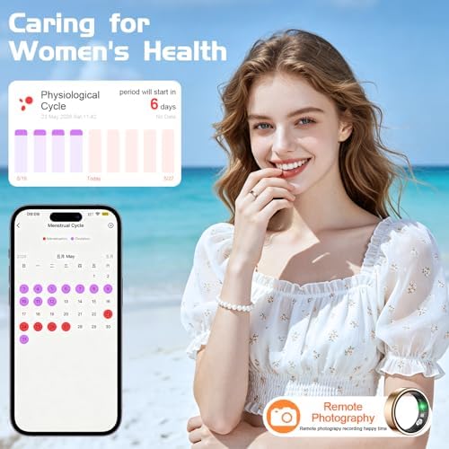 Smart Ring Health Tracker for Women & Men, Sleep & Heart Rate Monitor, IP68 Waterproof Fitness Tracker, No Subscription Fee, iOS & Android Compatible (Rose Gold, 7) - Image 6