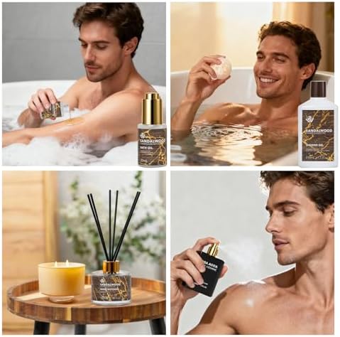 36 Pcs Gifts For Men, Sandalwood Bath & Body Gift Basket,Beard Grooming Set - Image 5