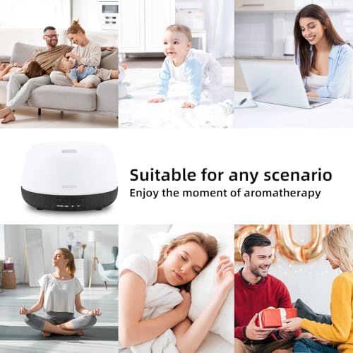 SEEDSEEL 300ML Essential Oil Diffuser with Remote Control, Aromatherapy Diffuser with 7-Color Changing LED Light for Small Rooms, Bedroom, and Home - Image 4