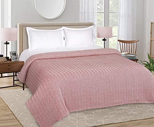 GLAMBURG 100% Soft and Breathable Cotton Thermal Blanket King Red - Perfect for Layering Any Bed for All Season - Image 3