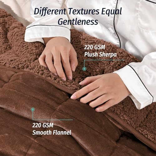 Wemore Sherpa Fleece Weighted Blanket for Adult 15 lbs Queen 60"x80" Brown - Image 2
