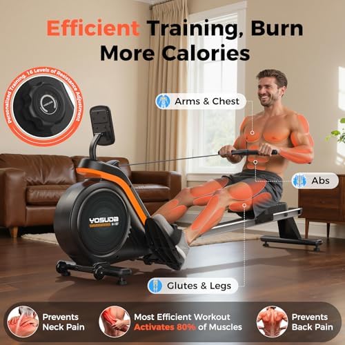 YOSUDA PRO Magnetic Rowing Machine for Home Use-Foldable Rower with 400lbs Weight Capacity and 16 Level Resistance - Image 4