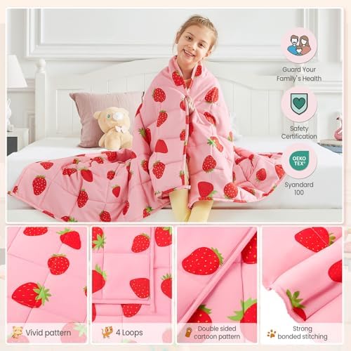 Pink Strawberry Weighted Blanket 2 lbs Heavy Throw Blanket, 20"x30" - Image 5