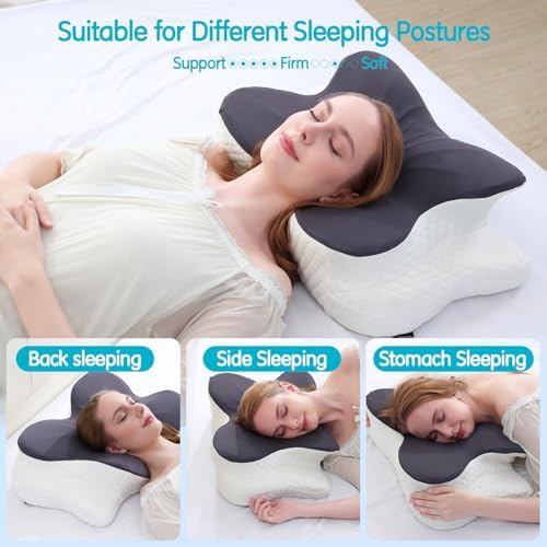 Cervical Pillow for Neck Pain Relief, Contour Memory Foam Pillows, Adjustable Orthopedic Pillow with Cooling Pillowcase for Side, Back, Stomach Sleepers, Ergonomic Neck and Shoulder Support - Image 3