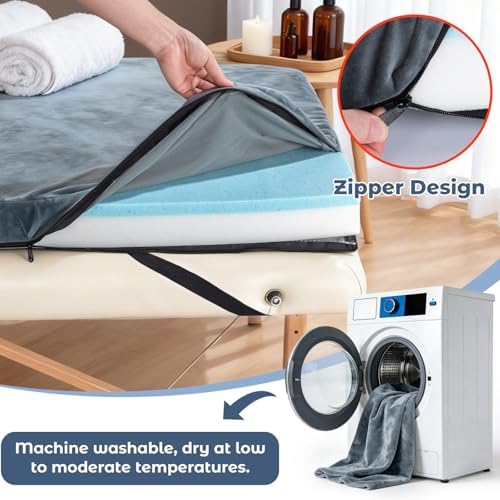 Noverlife 3" Memory Foam Massage Bed Mattress Topper with Removable Cover - Image 5