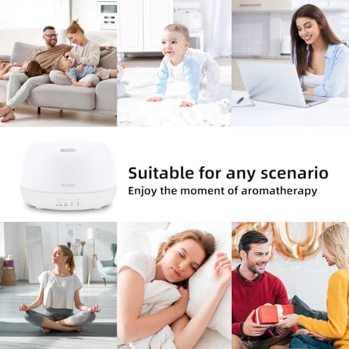 SEEDSEEL 300ML Essential Oil Diffuser with Remote Control, Aromatherapy Diffuser with 7-Color Changing LED Light for Small Rooms, Office, and Home - Image 4