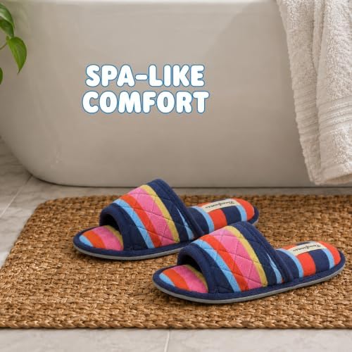 Dearfoams womens Slipper Memory Foam Summer House Shoe Beatrice Terry Slide - Image 7